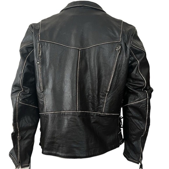 Xelement Jacket Men Size 2XL Vintage Distressed Leather Motorcycle Zip Out Liner - Picture 2 of 9